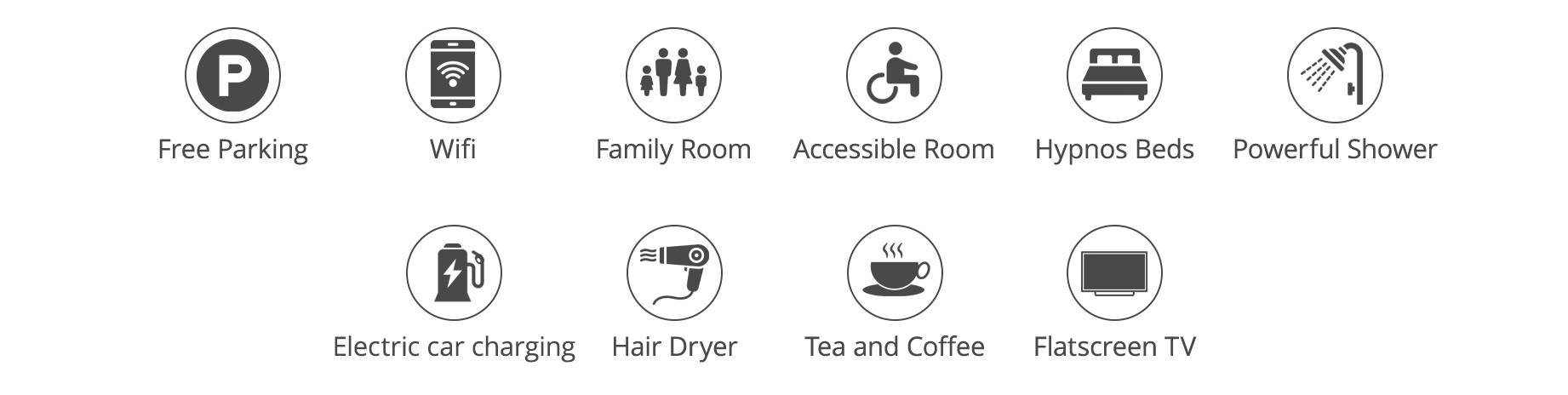 Facilities available icons